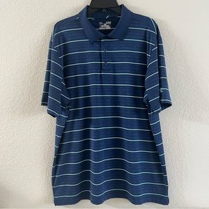 Under Armour Loose Heatgear Polo Shirt Mens XL Navy Striped Adult